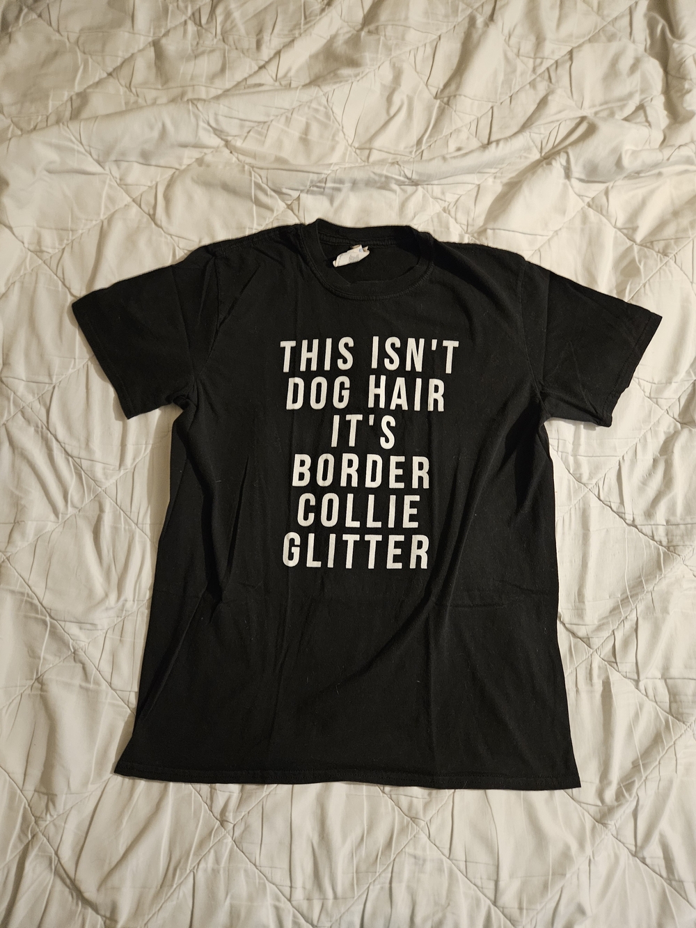 Black "This Isn't Dog Hair" Border Collie Glitter T-Shirt